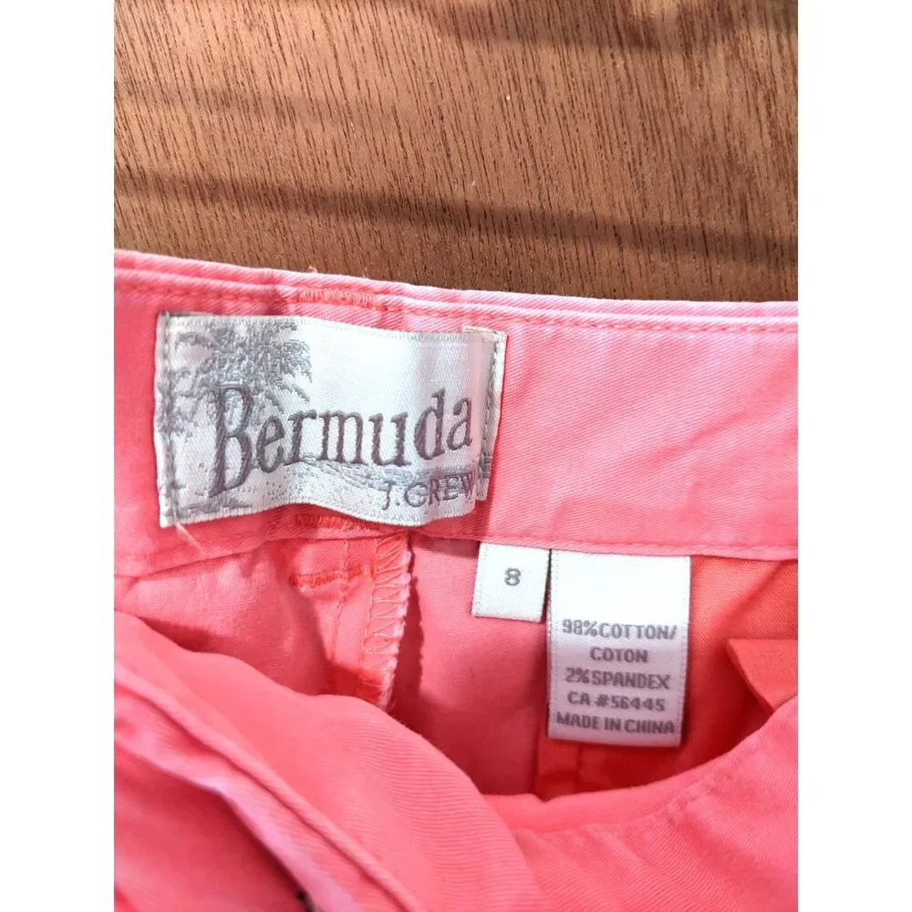 2 J Crew Bermuda Shorts City Fit Tangerine Barbiecore Pink Sz 8 Preppy Coquette